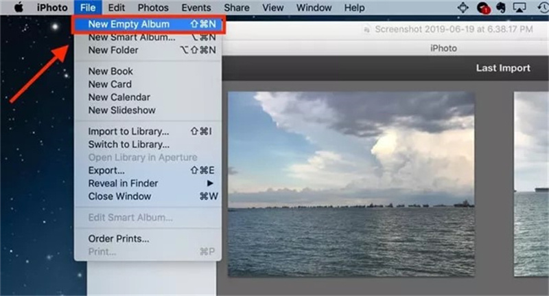 select the new empty album button