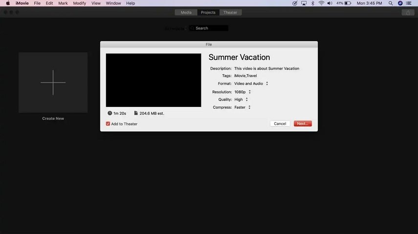 imovie export settings