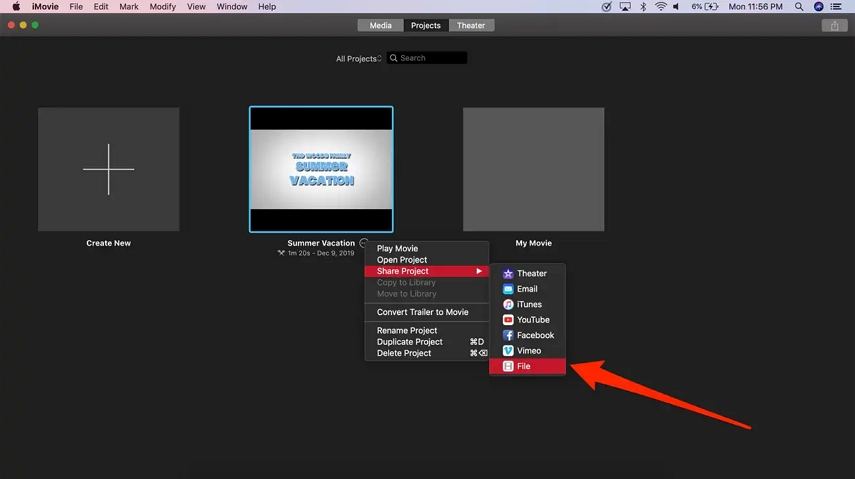 imovie share project