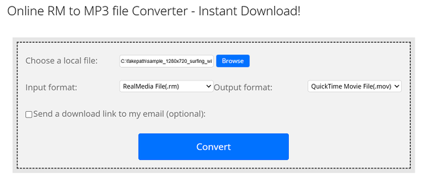 importieren eine rm datei zur konvertierung in mp3