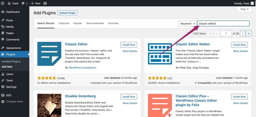 installiere das plugin