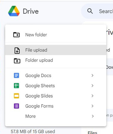 log in with the google drive account