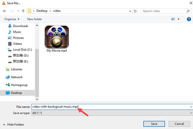 merge video and audio in vlc