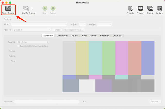 ouvrir HandBrake et importer un fichier vidéo