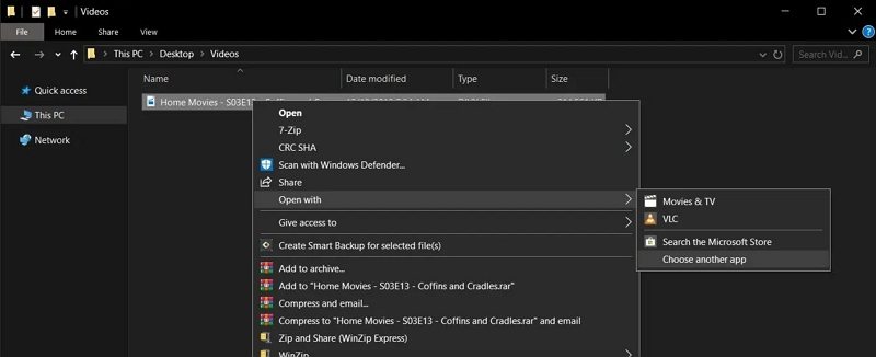 windows에서 다른 프로그램으로 열기 선택