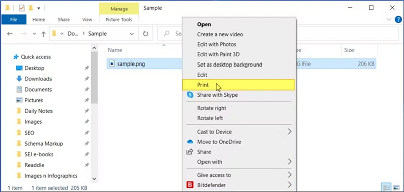 윈도우에서 이미지 인쇄