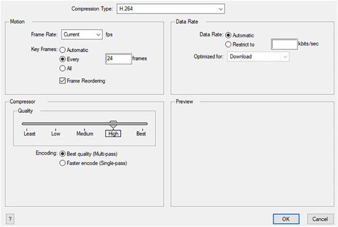 퀵타임 압축 설정