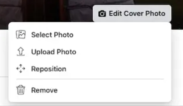 select cover photo option