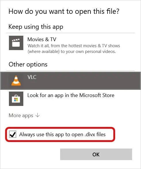 pc에서 vlc를 기본 플레이어로 선택