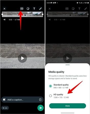 how to send hd quality video on whatsapp