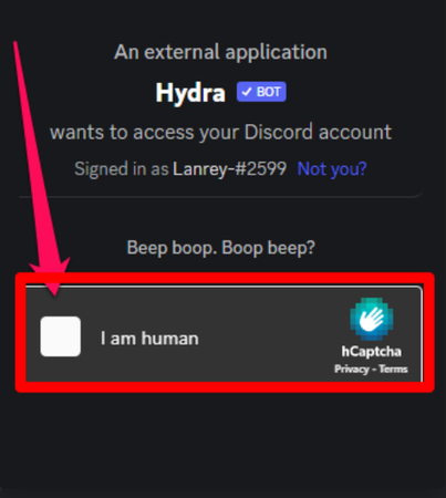 Hydra 봇을 Discord에 설정