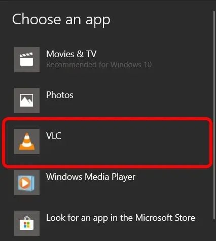windows 10에서 vlc를 기본 비디오 플레이어로 설정