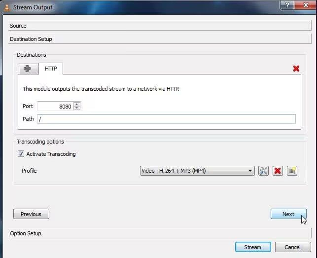 stream output http in vlc