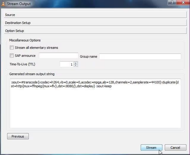 stream video with vlc