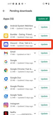 update discord app on android