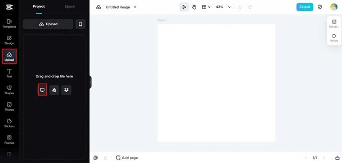Lade Foto hoch, um es in CapCut zu bearbeiten