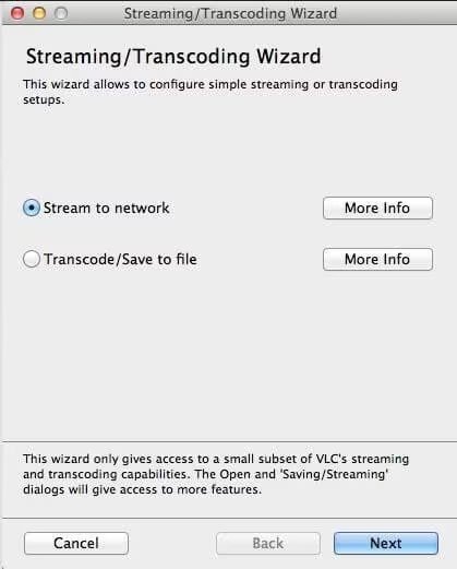 vlc stream to network on mac