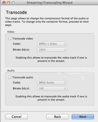vlc transcode on mac