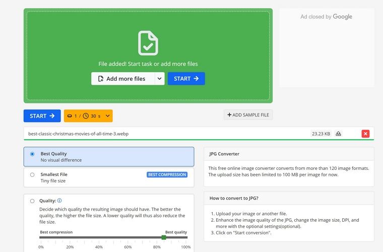 webp to jpg using online-converter.com