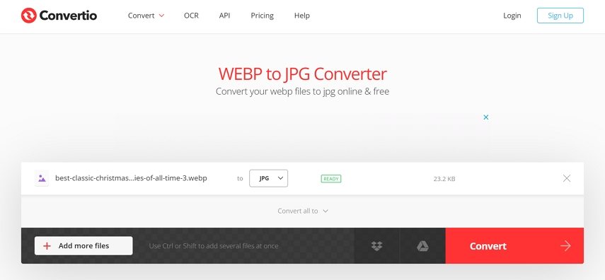 convert webp to jpg free with convertio