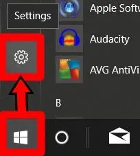 windows 설정 아이콘 클릭