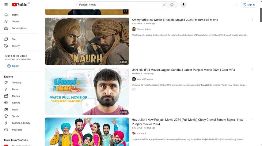 YouTube Punjabi movies