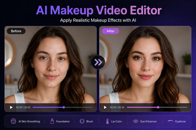 HitPaw AI makeup video editor applying makeup effects