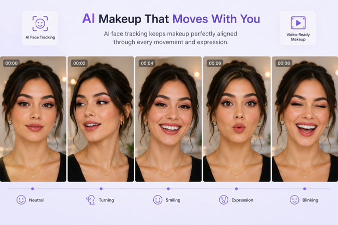 Natural makeup effects during video movement