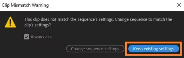 Premiere Pro Video Einstellungen beibehalten