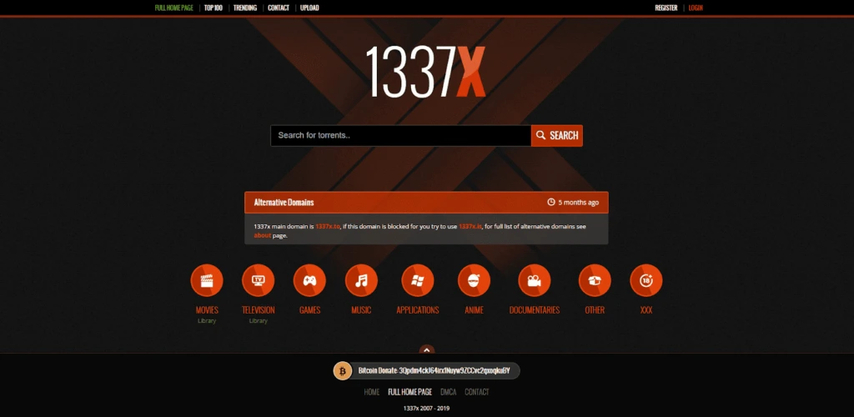 1337X website image