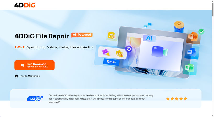 4DDiG File Repair for fixing corrupted videos