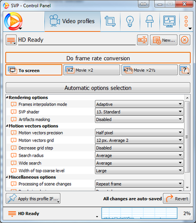 adjust frame interpolation settings