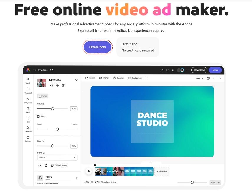 adobe free marketing video creator