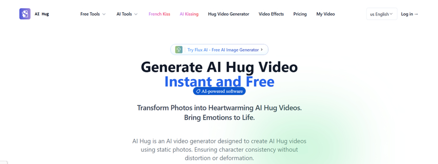 AIHug 웹사이트 AI 포옹 영상 생성용