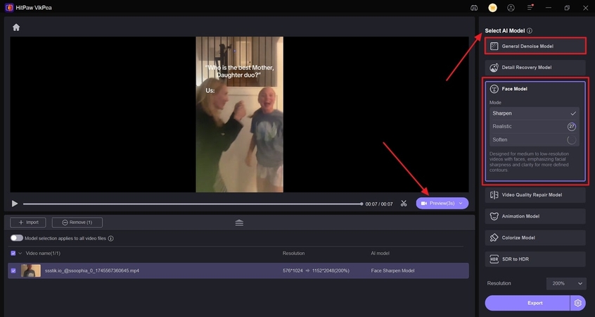 enhance video with ai model