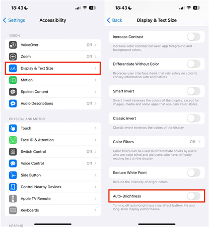 turn off auto brightness
