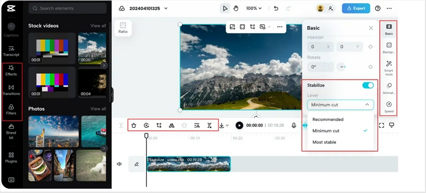 stabilize video with capcut online