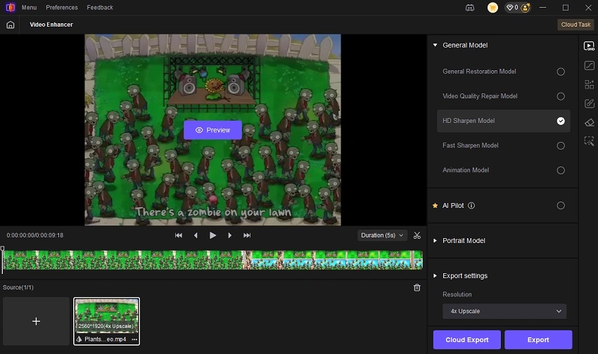 escolher modo de aprimoramento para gravação de PvZ