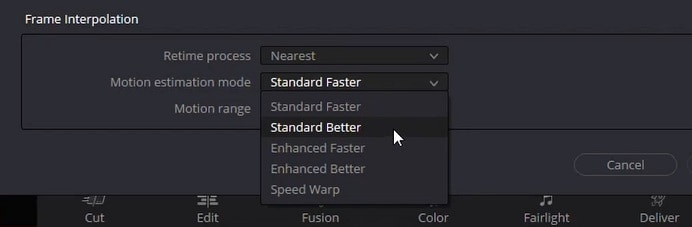 motion estimation mode resolve