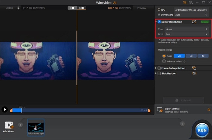 checkbox super resolution winxvideo