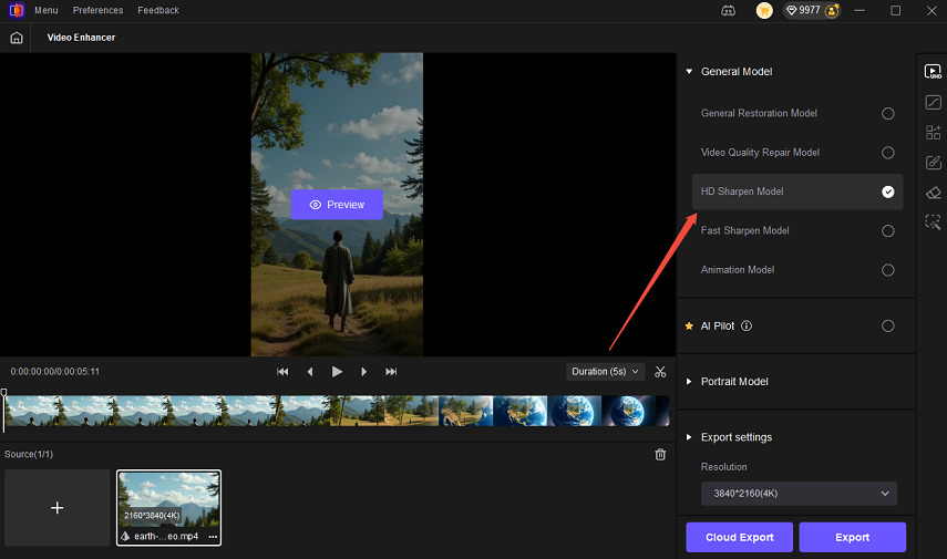 choose ai video enhancer model