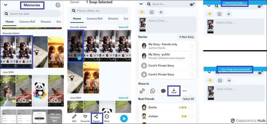 Exportar video de Snapchat.