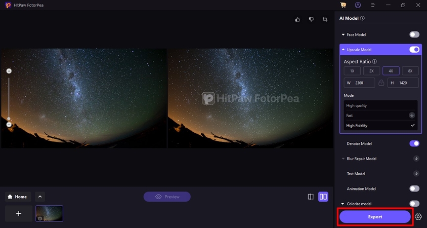 scaricare i risultati della foto del cielo notturno migliorata