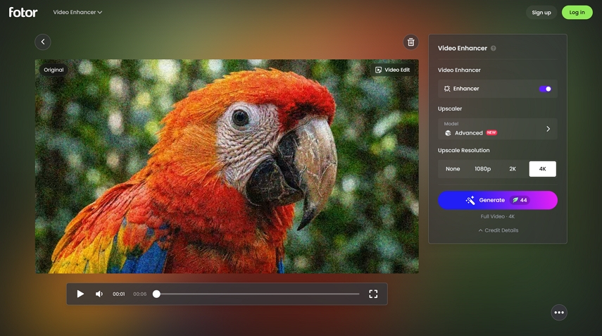 fotor upscale 1080 video to 4K