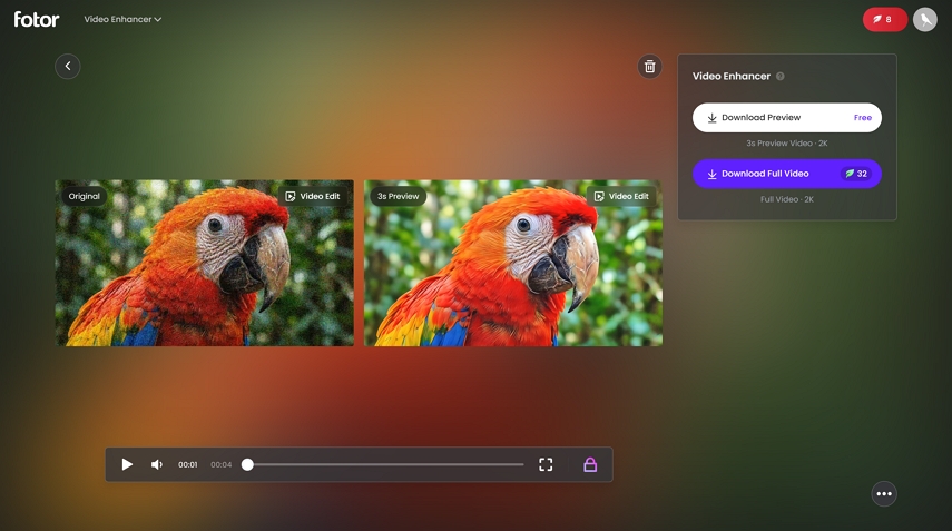 fotor 4K video enhancer