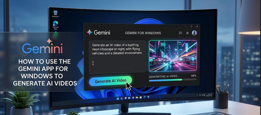 Gemini app for Windows generating an AI video with Gemini Omni