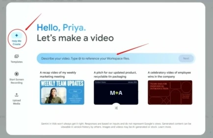 google vids ui video prompt