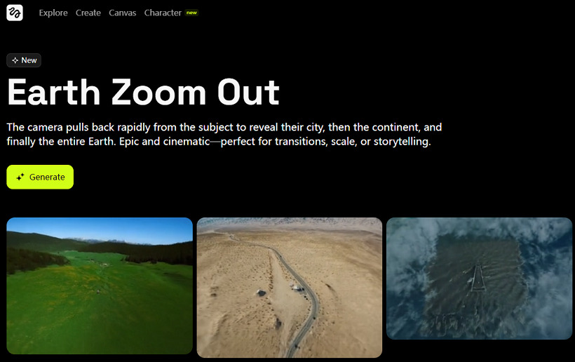 higgsfield ai earth zoom out video