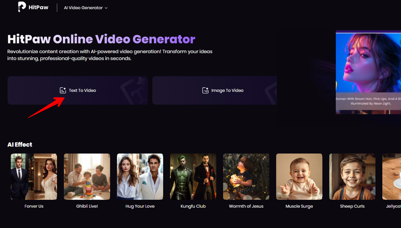 hitpaw online video generator interface