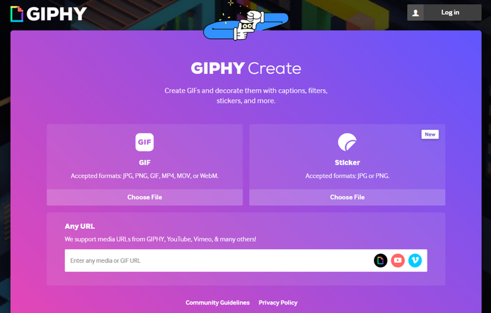 giphy animated gif maker homepage screenshot